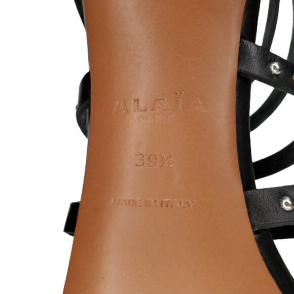 ALAÏA Studded Caged Leather T-Strap Pumps - Picture 6 of 6